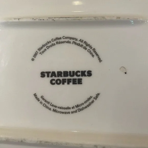 Starbucks Coffee Apple design Fruit Cheese Serving Tray plate 9"x7” Ceramic - Picture 6 of 6